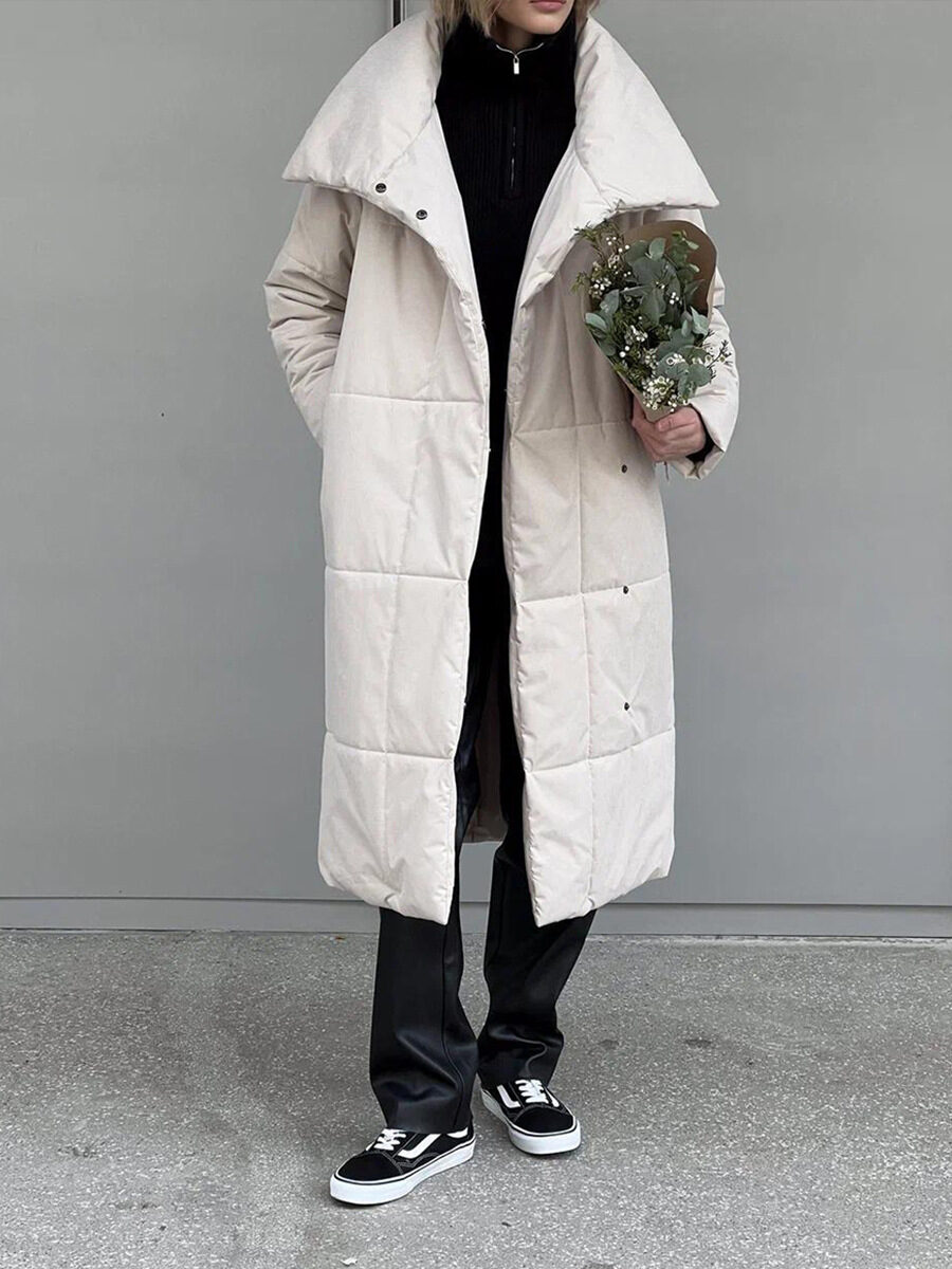 Fashion Large Lapel Long Coat Winter Warm Cotton