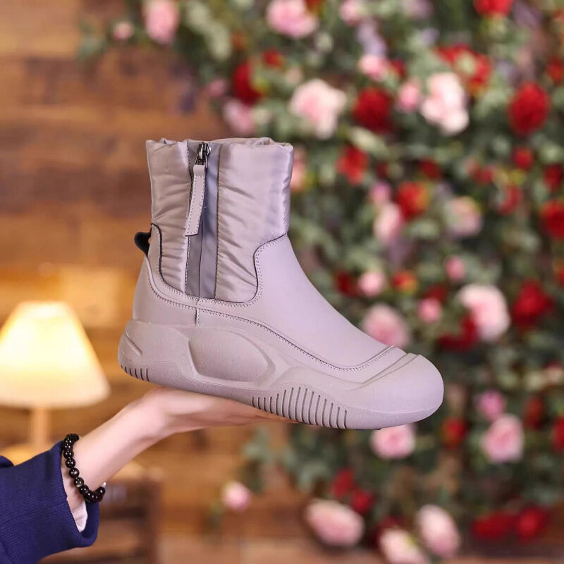 Winter Plush Snow Boots With Side Zipper Warm