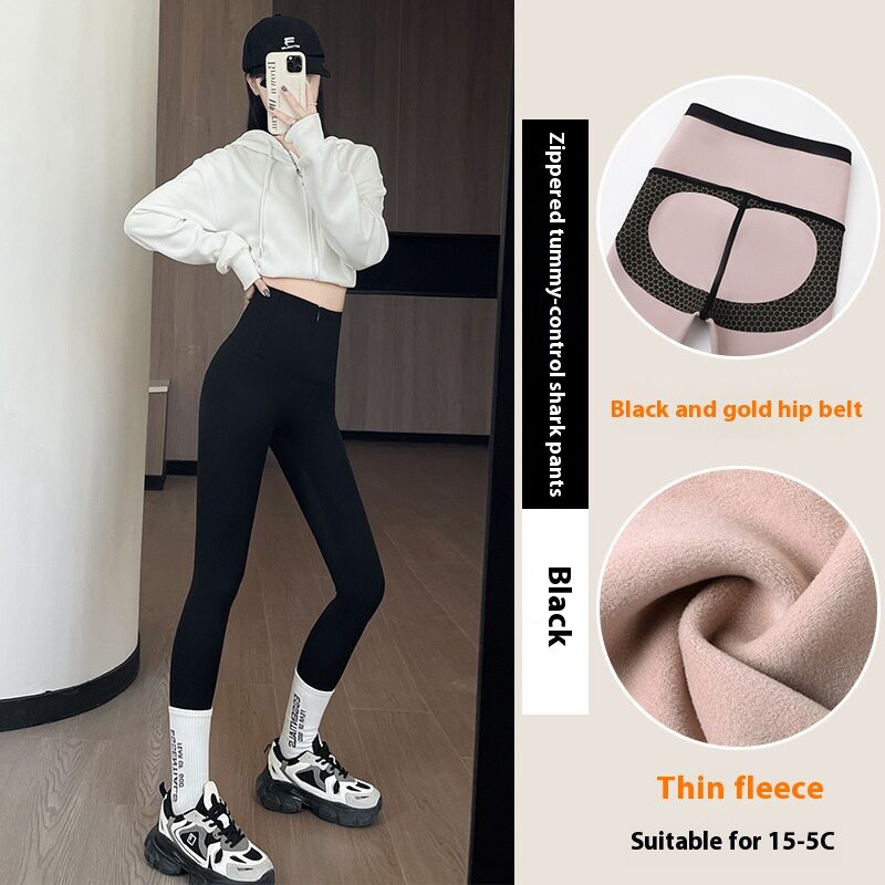 Belly-controlling Butt Lifting Leggings With Three-breasted Design Winter