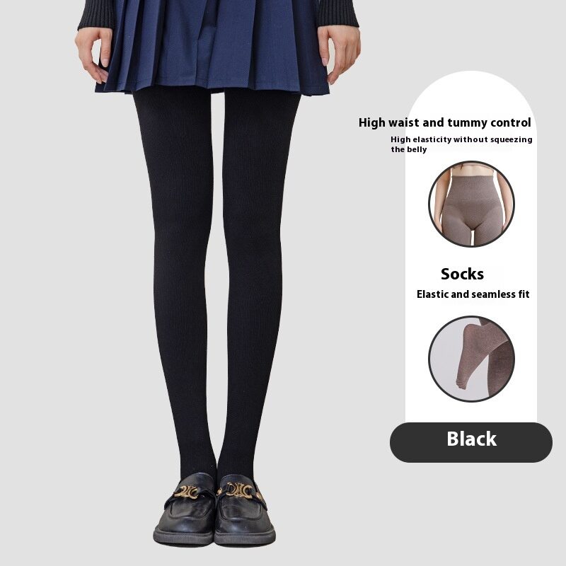Winter High Waist Leggings With Sock Fashion Slim