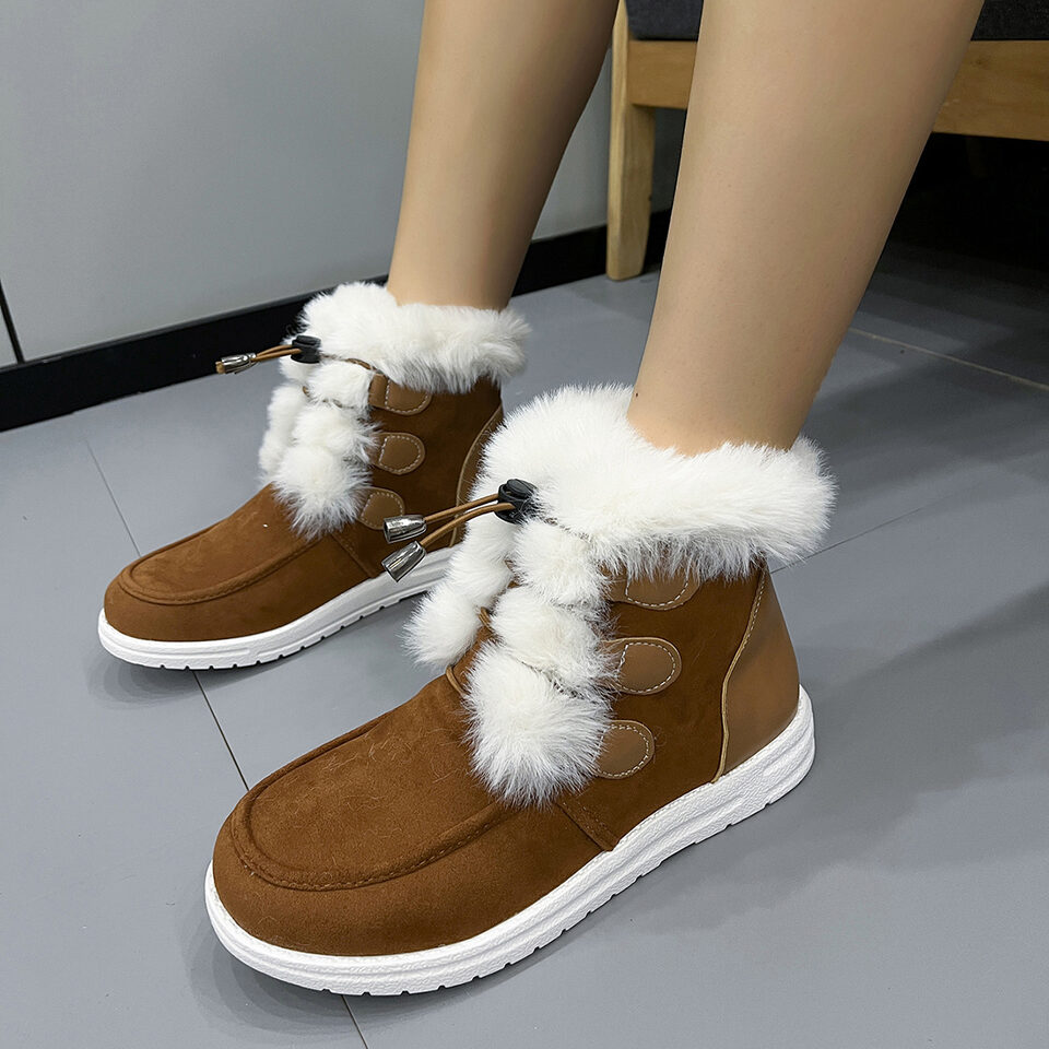 Fashion Suede Fleece Snow Boots Winter Warm Plush
