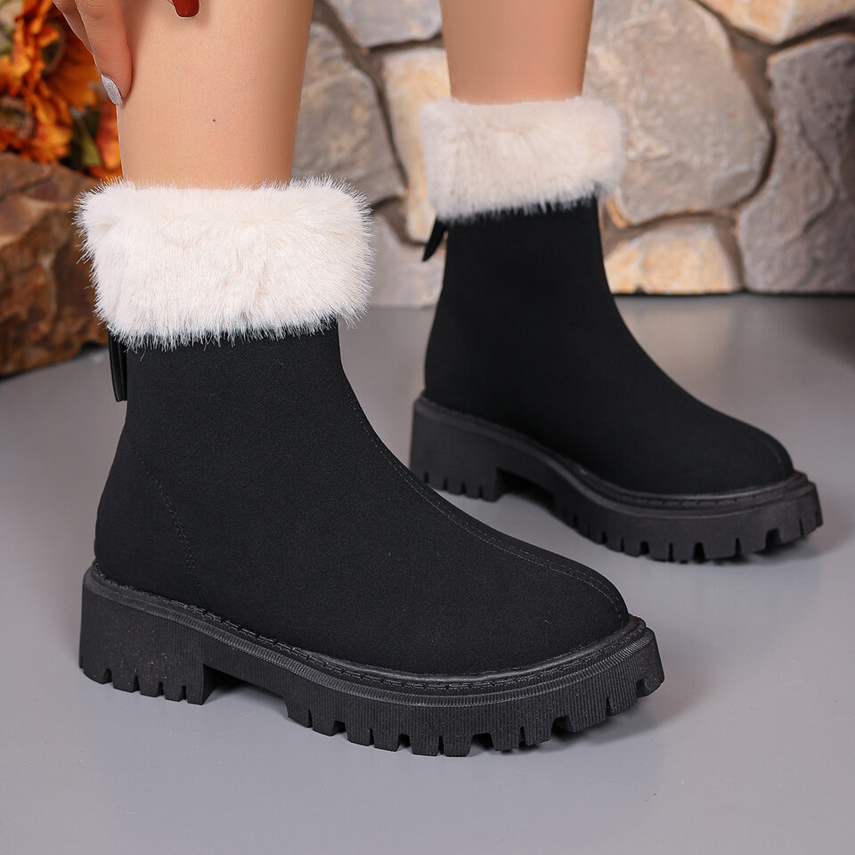Square-heeled Snow Boots Winter Plus Velvet Platform Plush