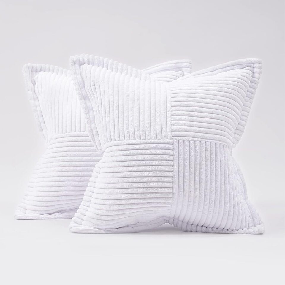 Corduroy Pillow Covers Super Soft Boho Striped Broadside
