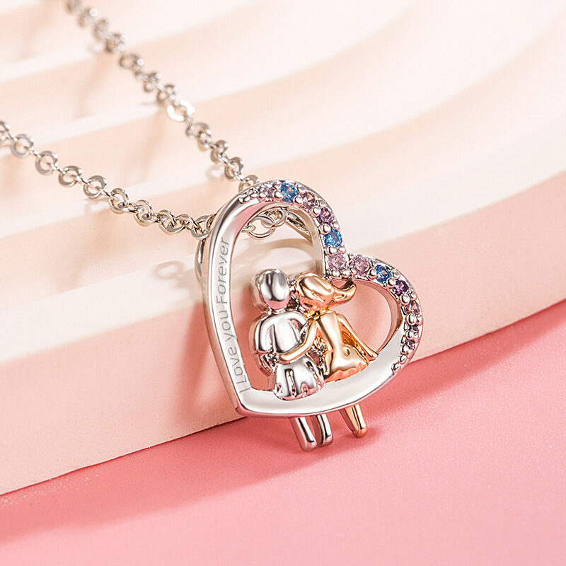 Love Couple Necklace With Colorful Rhinestones Fashion Creative