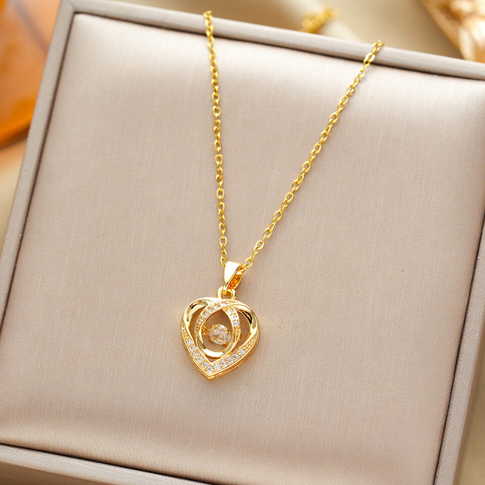 Fashion Dancing Love Necklace With Rhinestones Personality Creative