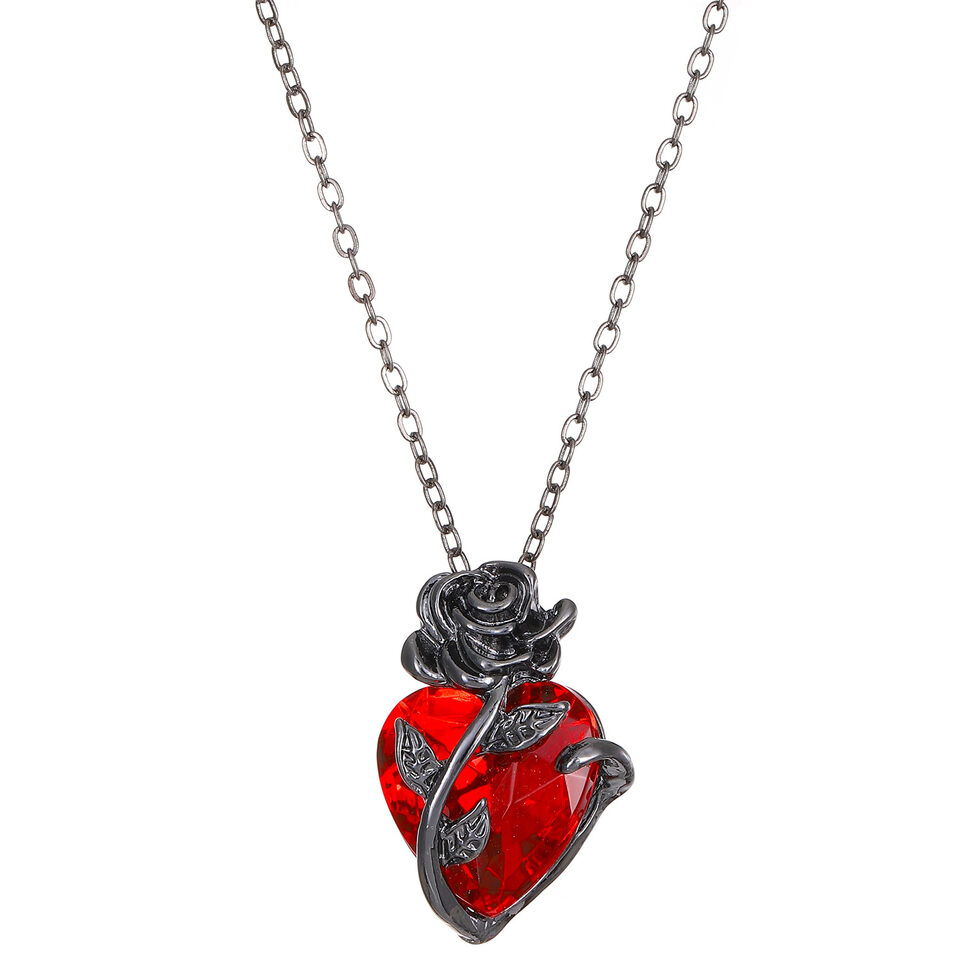 Punk Rose Love Necklace Fashion Personality Heart-shaped Clavicle