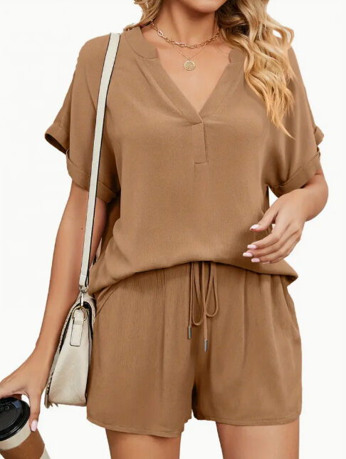 Women's Solid Color Loose Fit Casual 2-Piece Set
