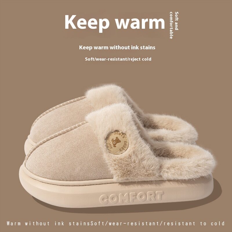 New Plush Slippers For Women Men Winter Warm