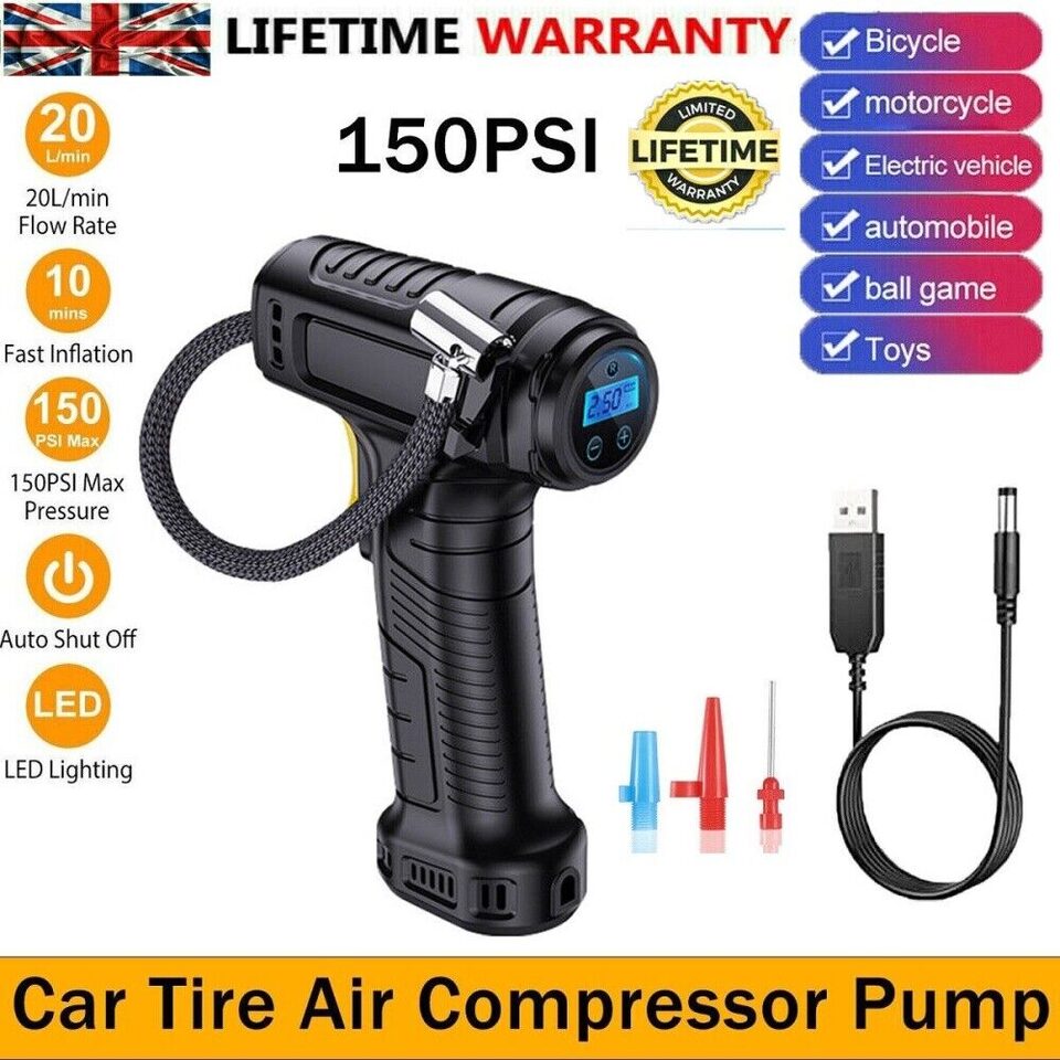 Car Tyre Inflator Cordless Digital USB Rechargeable Tire
