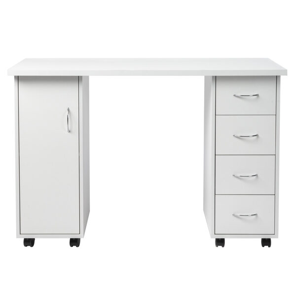 White 120X54X81cm One Door Four Drawers Computer Desk