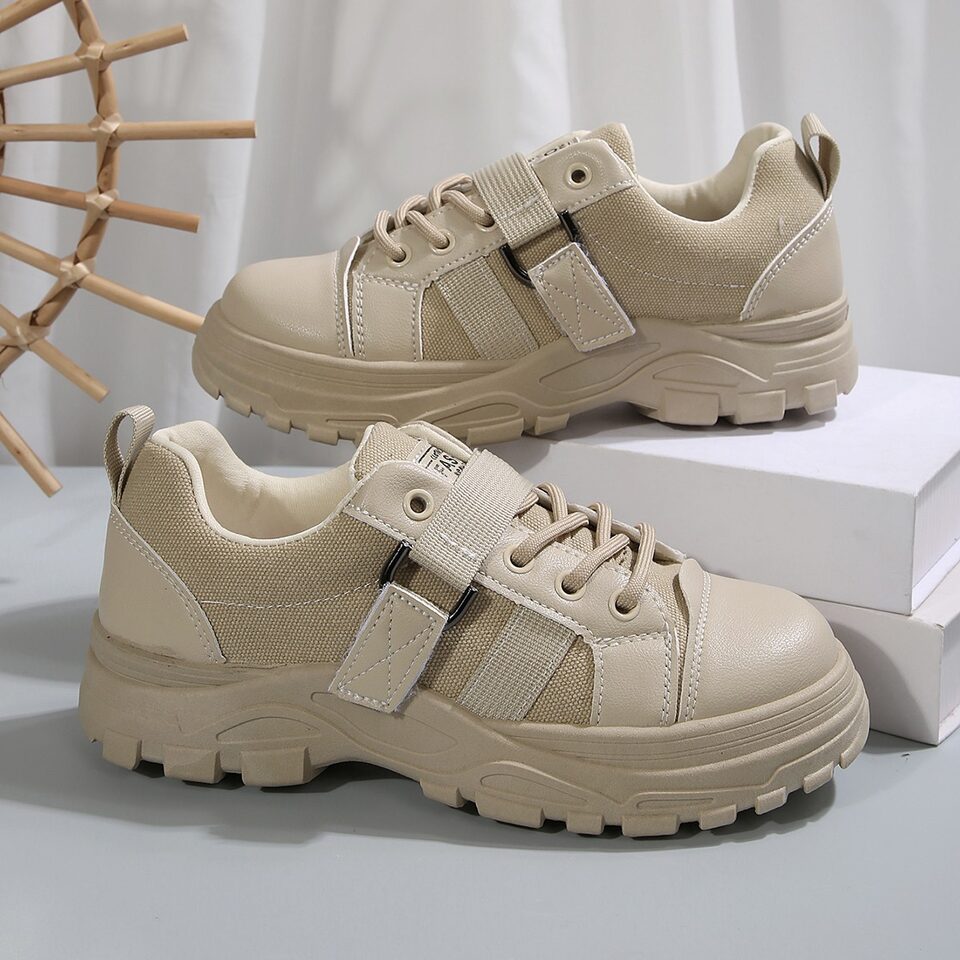 Lace-up Canvas Shoes With Hook Design Fashion Breathable