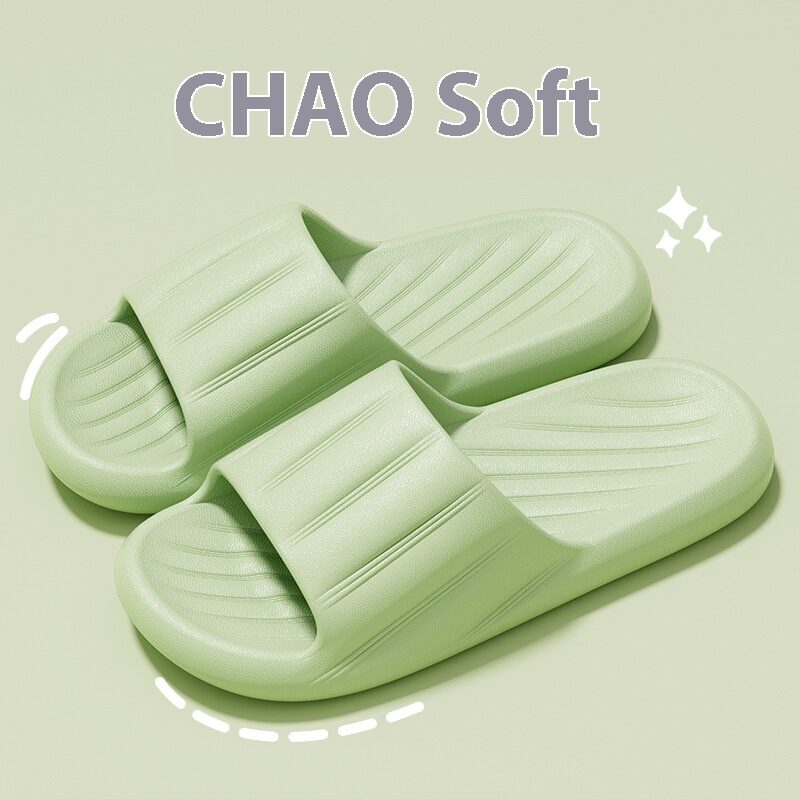 Fashion Solid Color Striped Home Slippers Summer Thick