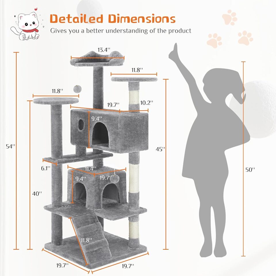 54 -Cat Tree Tower - Multi-level With Sisal