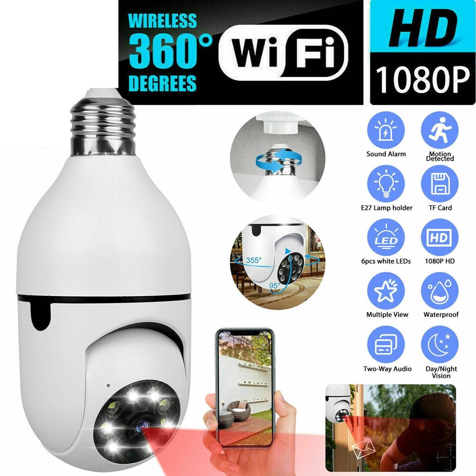 IR E27 Light Bulb Camera 1080P HD Wireless