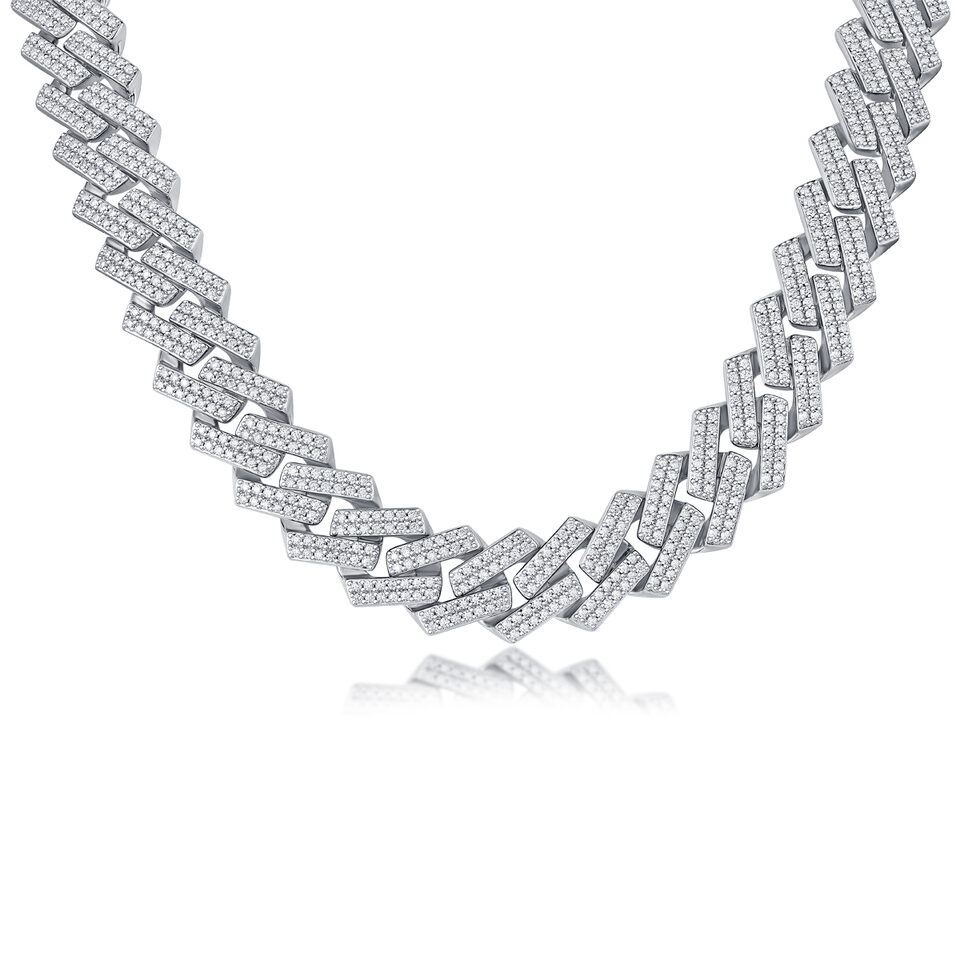 1Man Luxury Fashion Mosan Diamond S925 Silver Necklace
