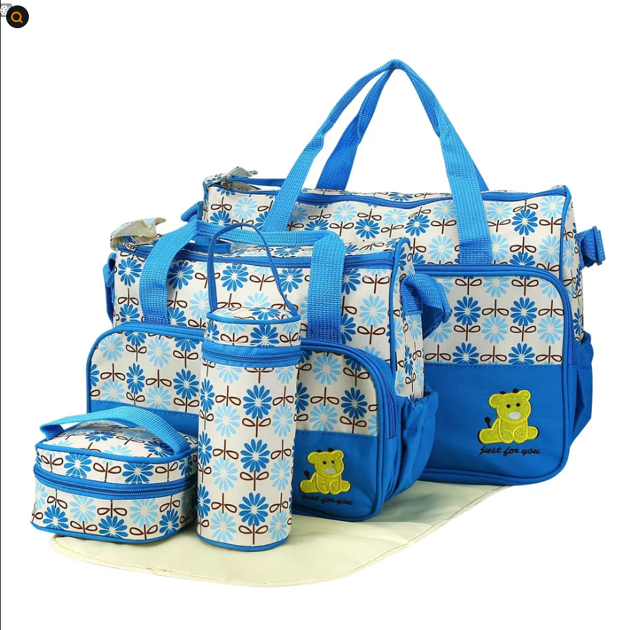 5PCS Baby Nappy Diaper Bags Set Mummy Shoulder