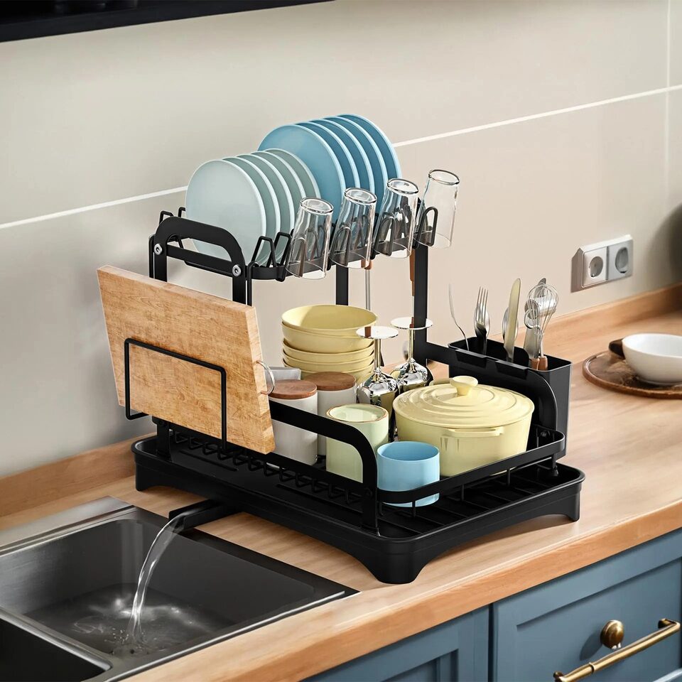 1Pc 2-Tier Dish Drying Rack For Kitchen Counter