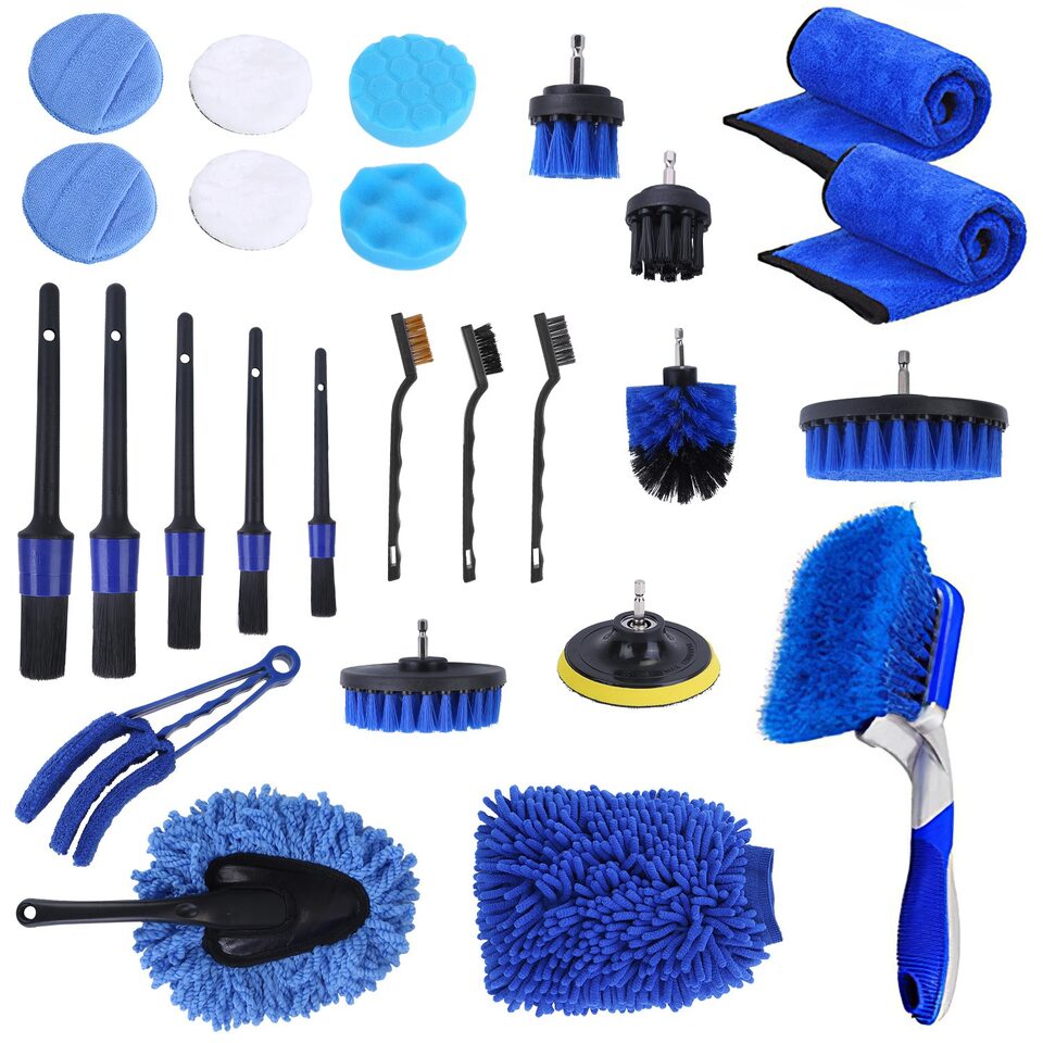 26Pcs Car Detailing Brush Kit Exterior Interior Cleaning