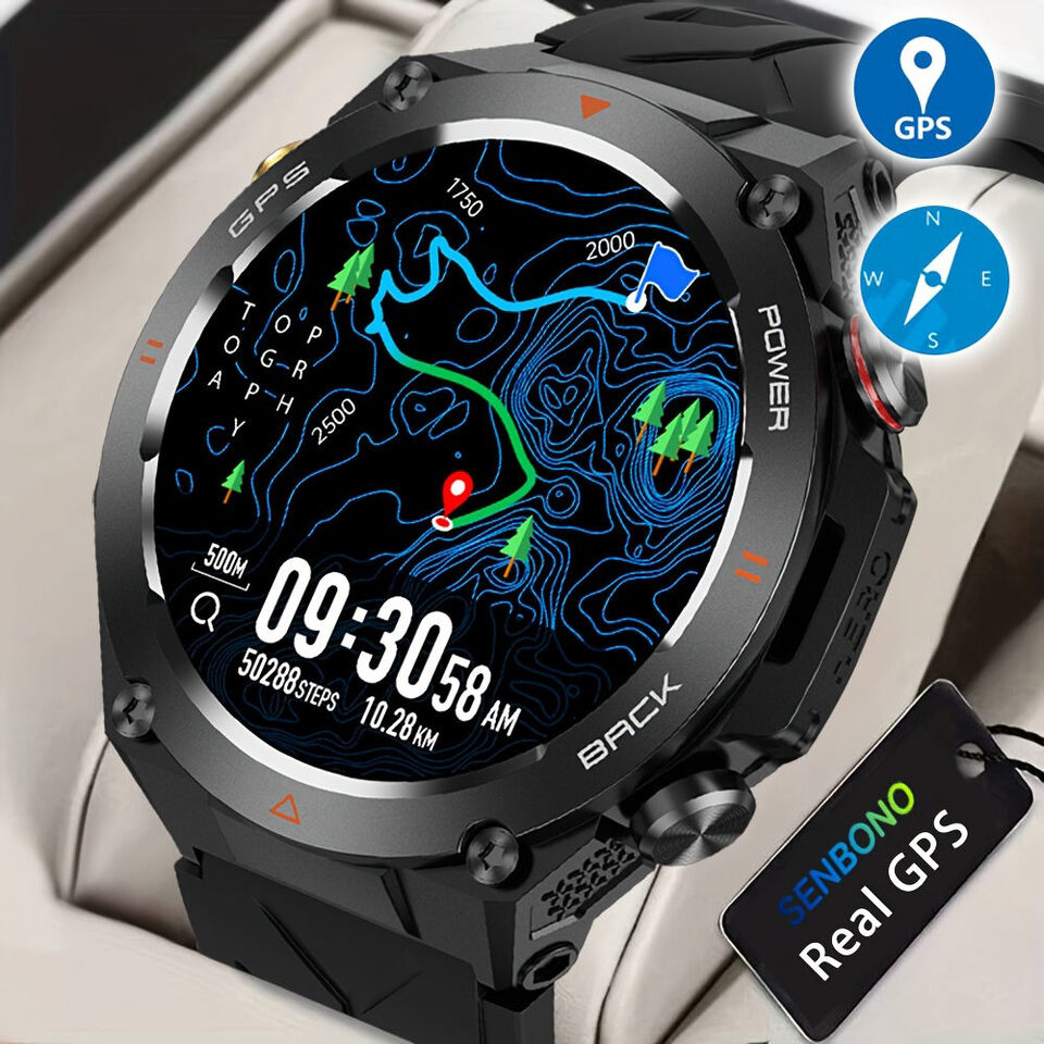 Senbono Gps Smart Watch Men 1.45'' HD Screen