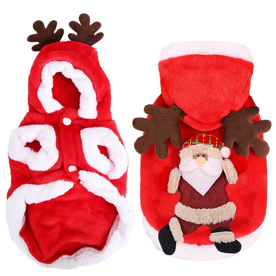 1Pc Pet Christmas Clothes Santa Claus Reindeer Antlers