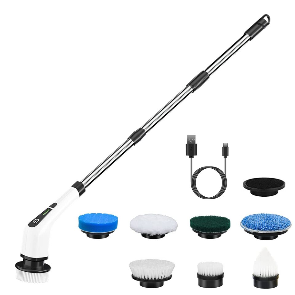 1Pc Electric Spin Scrubber Cordless Rechargeable Telescopic Cleaning