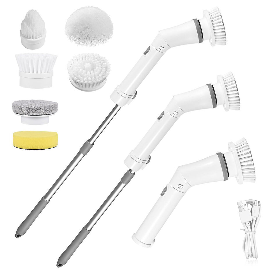 1Set Electric Spin Scrubber Cordless Rechargeable Telescopic Cleaning