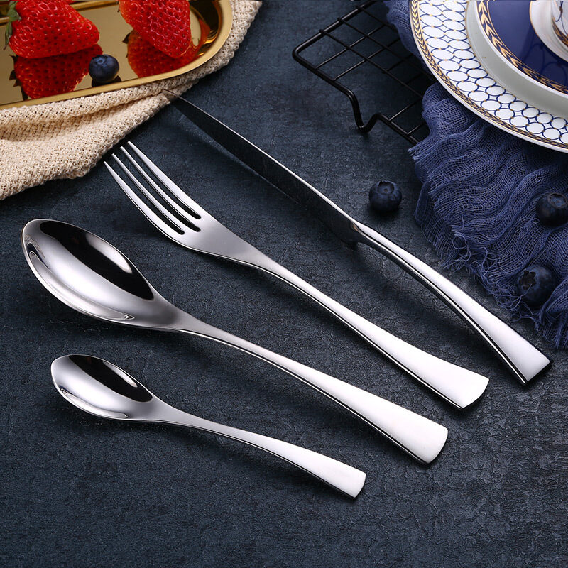 4PCS Set Black Stainless Steel Cutlery Korean Dinnerware