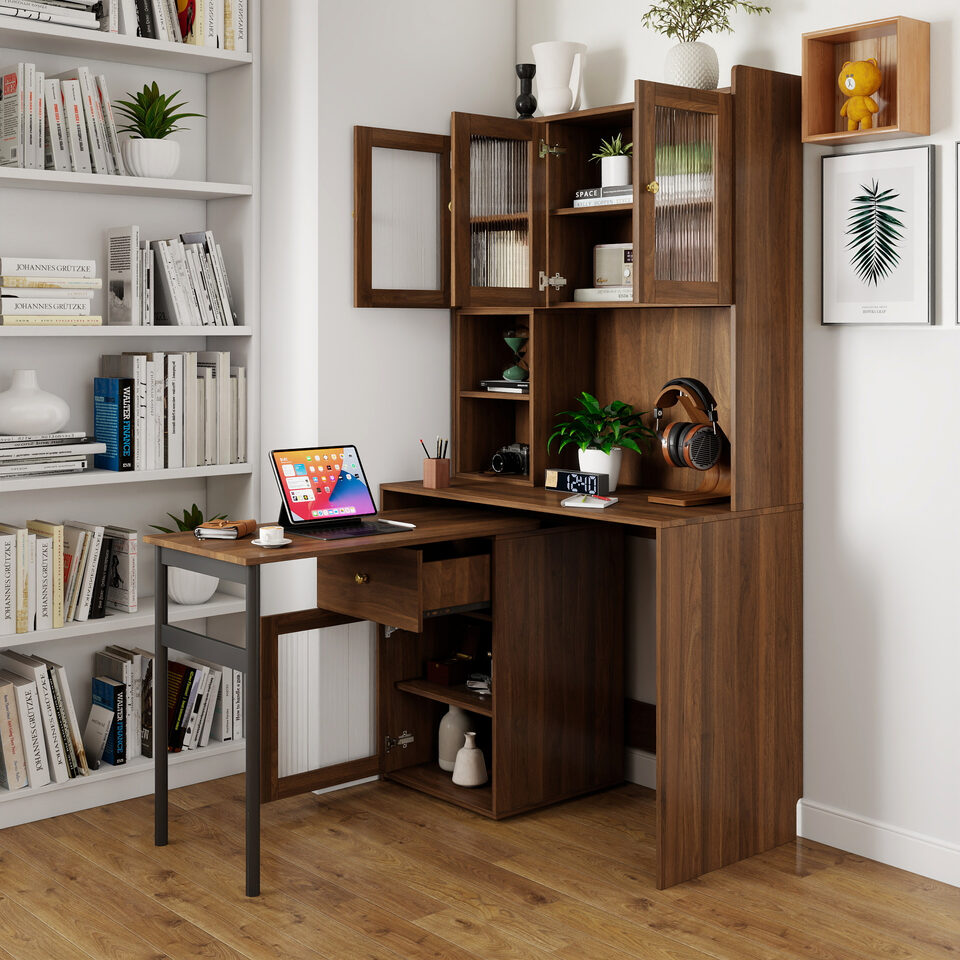Computer Desk With Glass Door For Home Office