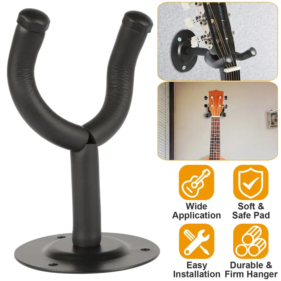 Wall Mount Guitar Hanger Padded Steel Bracket Holder