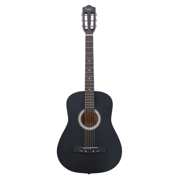 Matte Black 38-inch Round Acoustic Guitar With Picks