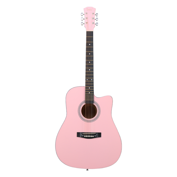 Pink 41-inch Dreadnought Barrel-shaped Cutaway Acoustic Guitar