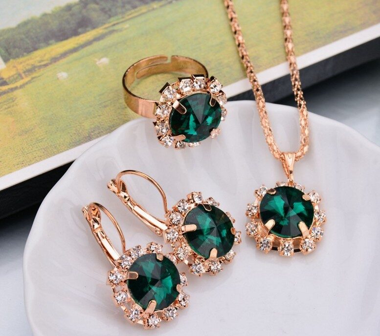 Europe and America fashion round crystal necklace earrings