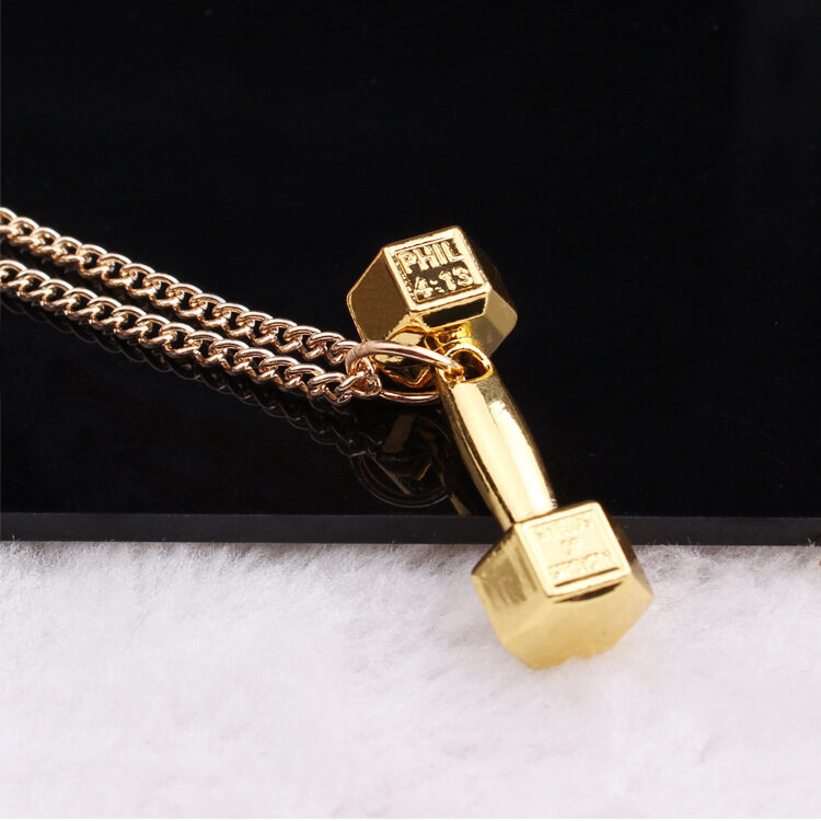 European fashion fitness dumbbell Necklace Pendant Korean couple