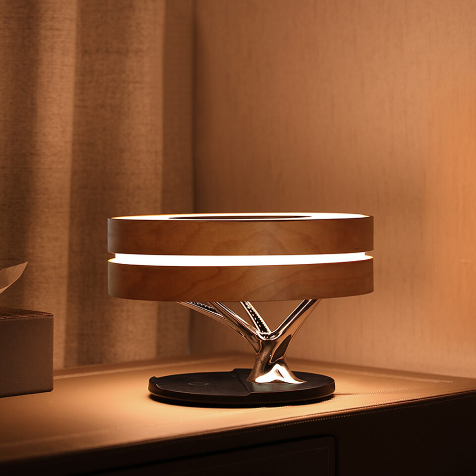 Round Intelligent Music Bluetooth Speaker Bed Lamp WiFi