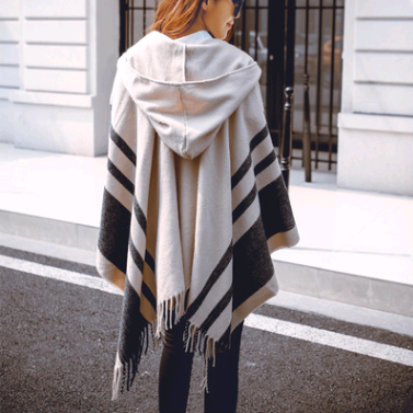 autumn and winter ladies cloak shawl hooded warm