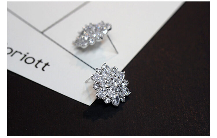 S925 pure Tremella nail Flower Earrings Korean temperament