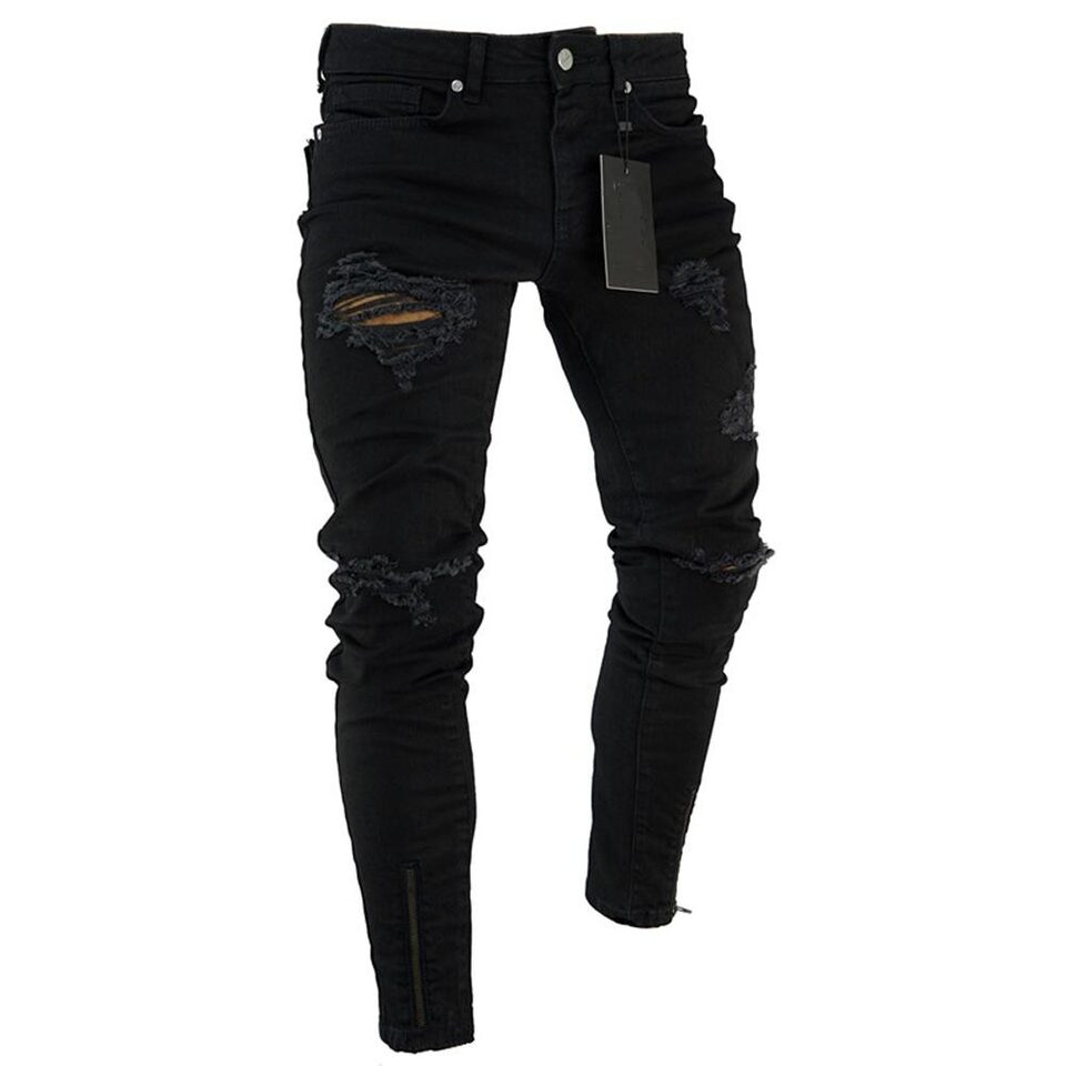 Pants Jeans For Men Trousers Long Basic Broken