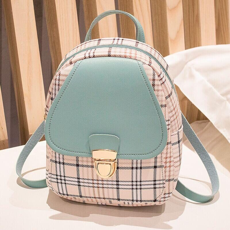 Ladies Check Lock Small Backpack One Shoulder Diagonal