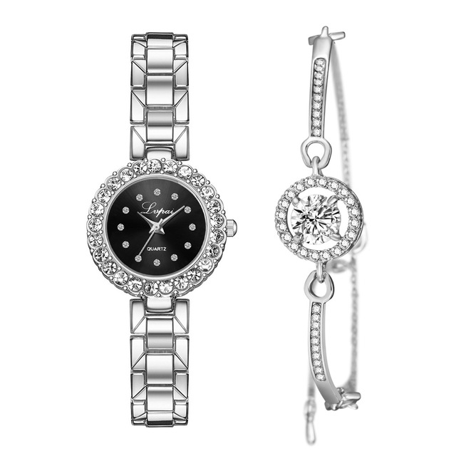 Watches-Set Bangle Clock Bracelet Wrist-Watch Quartz Women Fashion