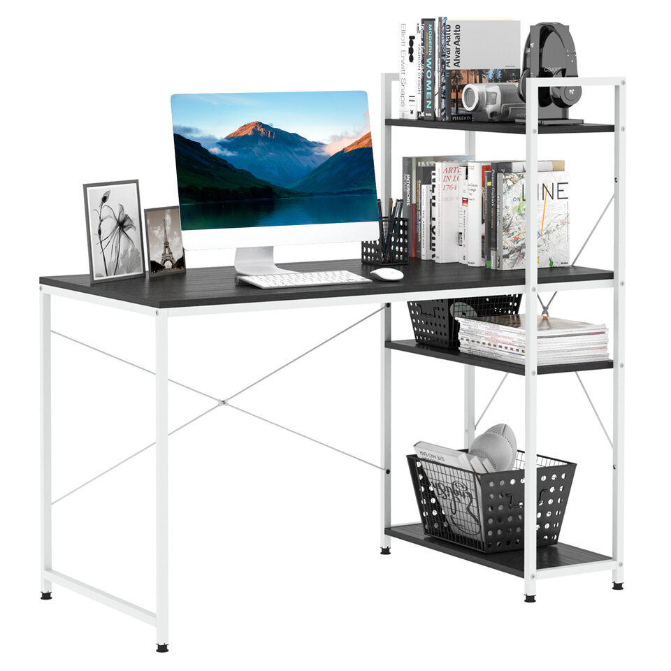 Computer Desk With Storage Shelves On Left