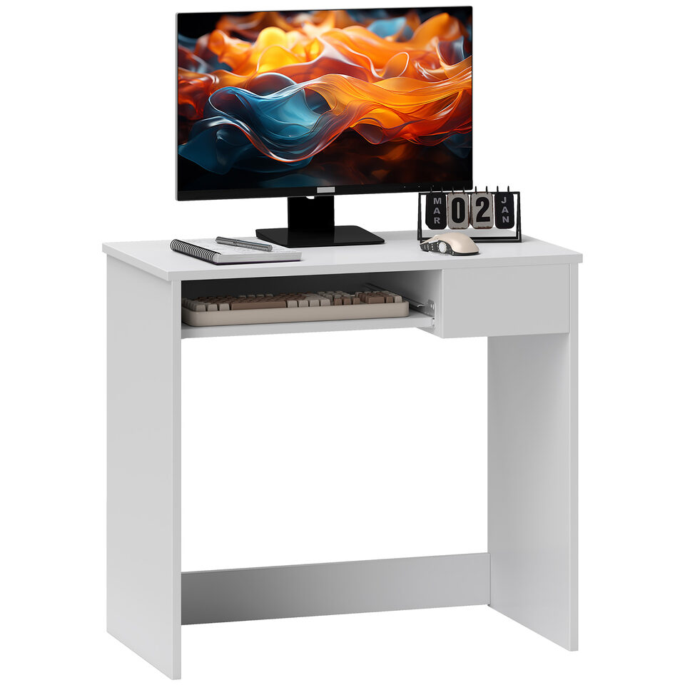 80cm Compact Computer Desk With Keyboard Tray