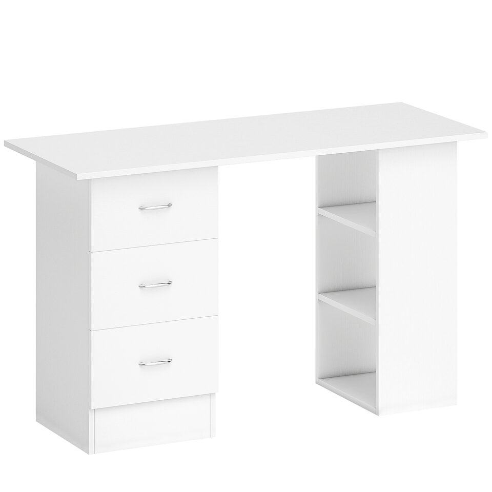 PC Workstation With 3 Storage Shelves And Drawers