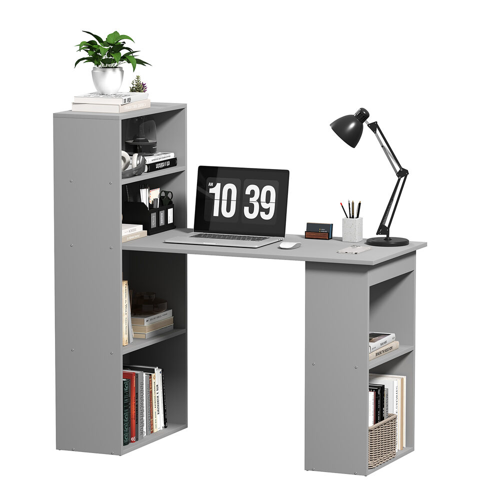 Compact Computer Desk with 6-Tier Storage Shelves