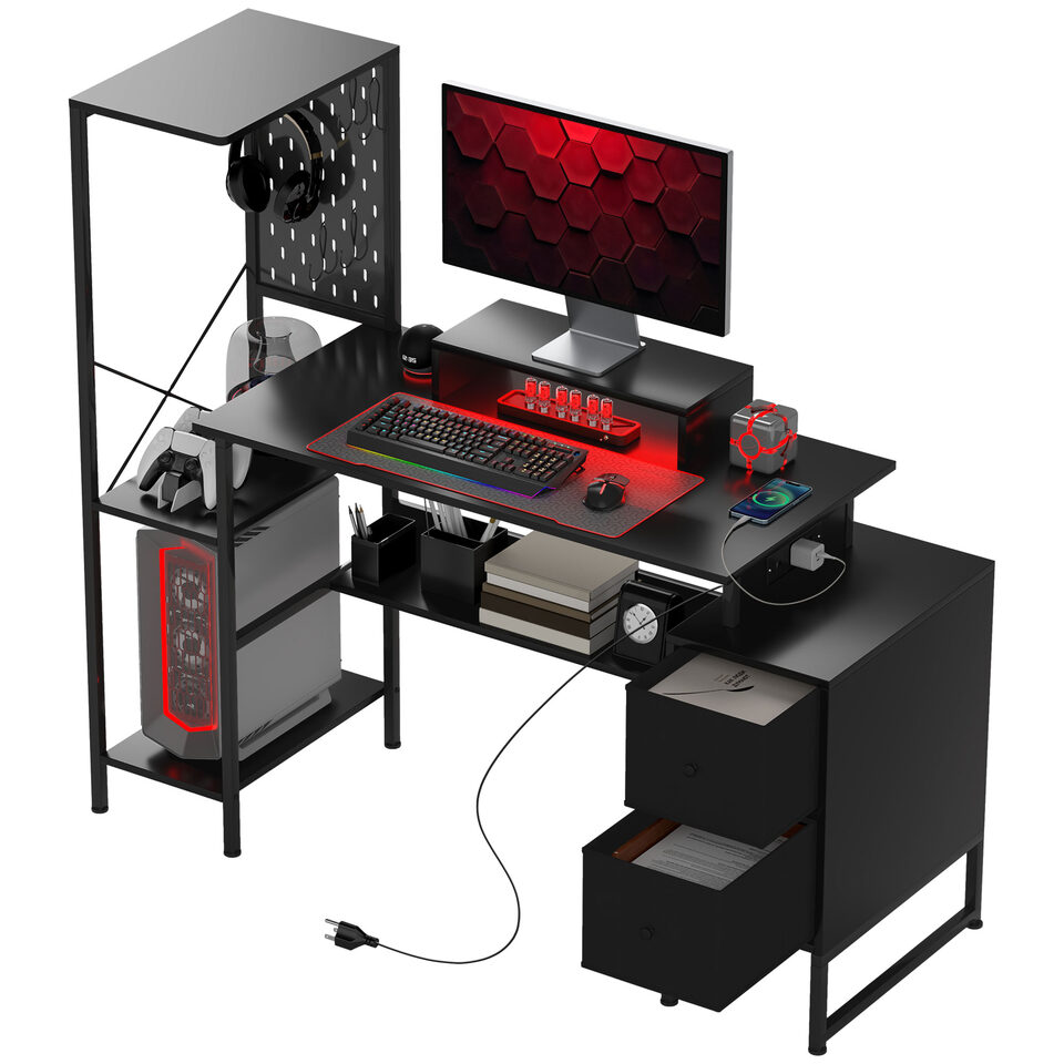 56" Computer Desk with Storage