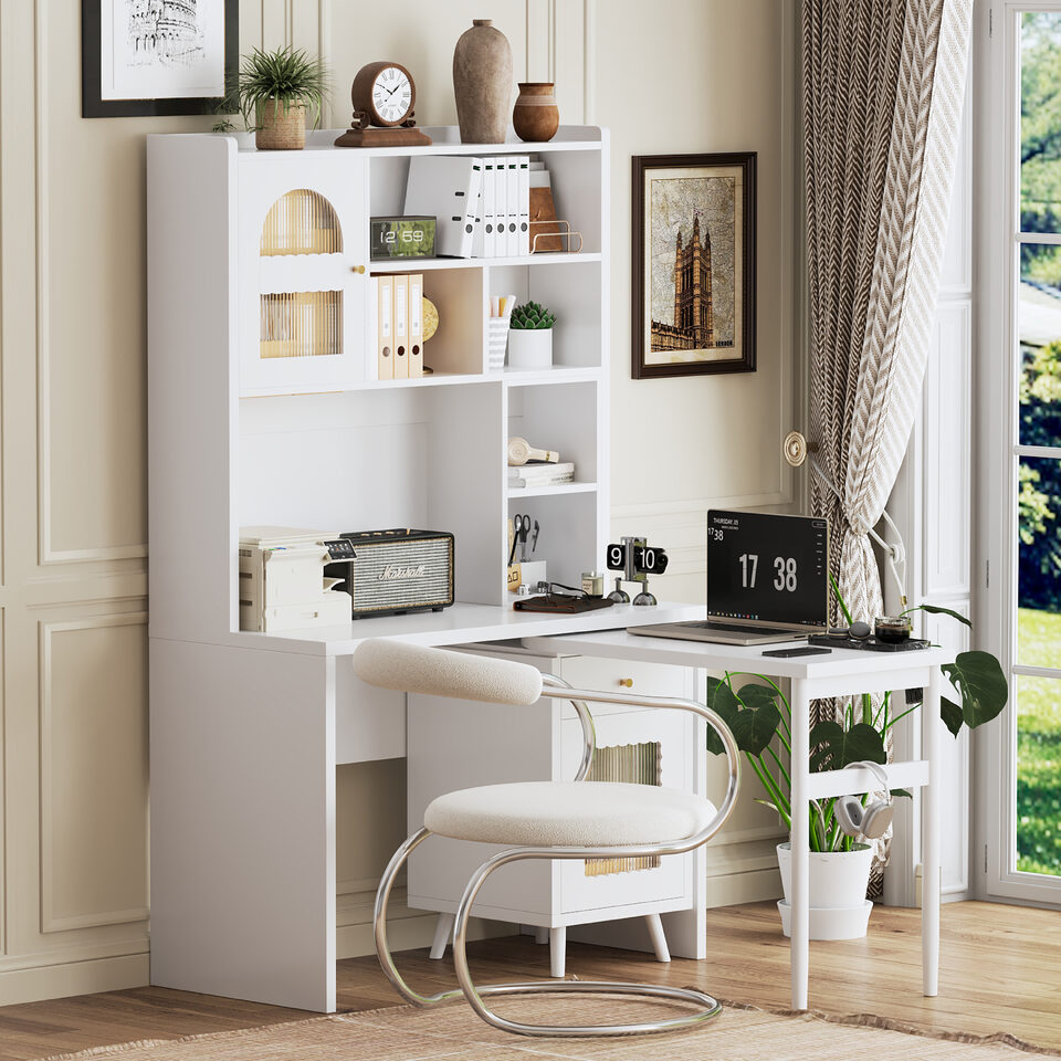 Computer Desk With 90 Degree Rotating Desktop