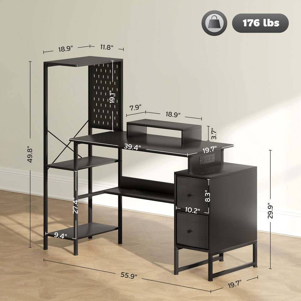 56" Computer Desk With Storage