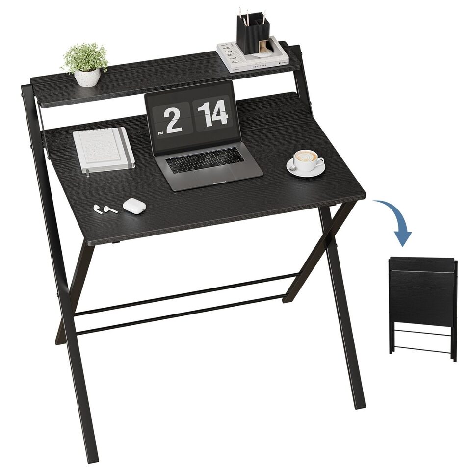 Small Folding Desk With Shelf