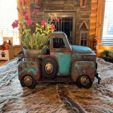 Vintage pickup truck flower pot decoration-1 pack
