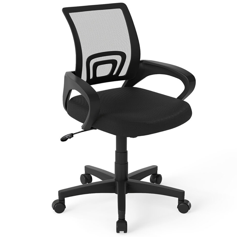 Mid-Back Mesh Office Chair Ergonomic Computer With Lumbar