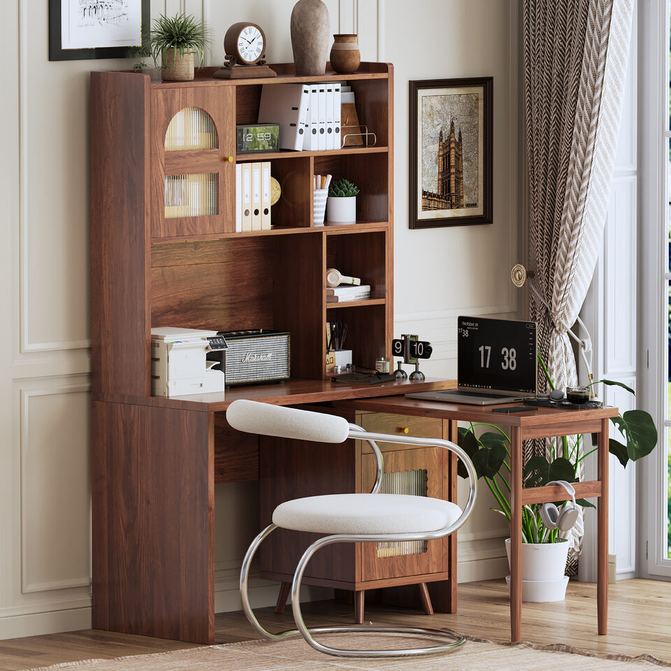 Computer Desk With 90 Degree Rotating Desktop